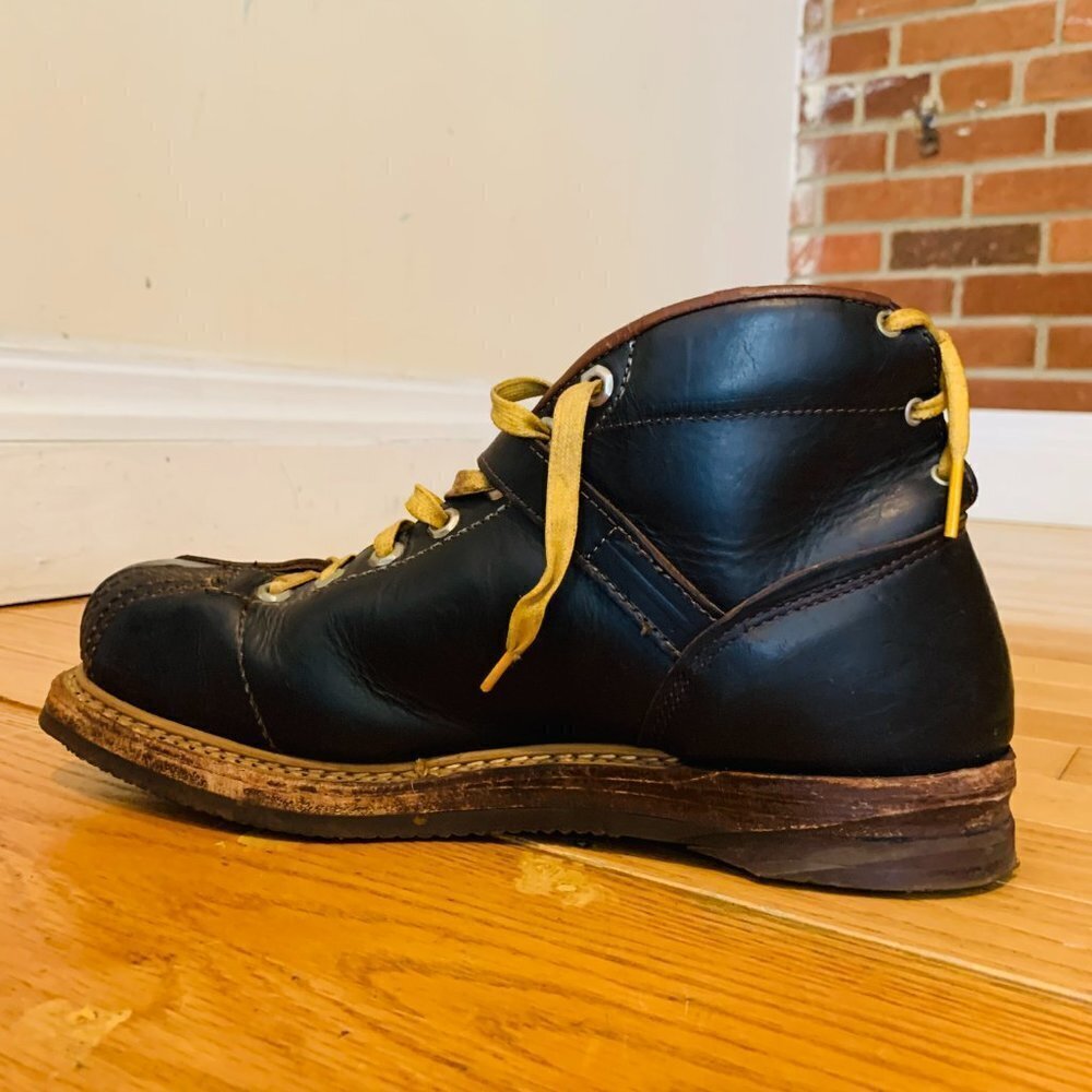 VINTAGE JC Higgins WW2 US Ski Mountain Leather Boots Steampunk - Picture 12 of 16